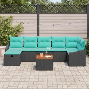 Gartensofa-set 8 stk. Schwarz Poly-Rattan