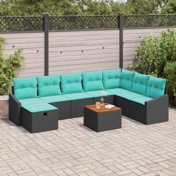 ARDEBO.de - Gartensofa-set 9 stk. Schwarz Poly-Rattan