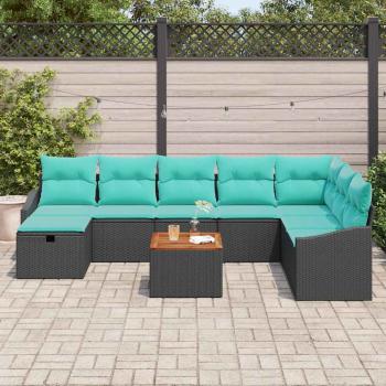 Gartensofa-set 9 stk. Schwarz Poly-Rattan