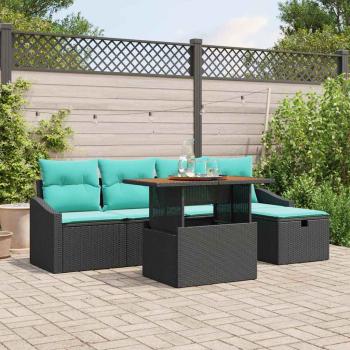 ARDEBO.de - Gartensofa-set 6 stk. Schwarz Poly-Rattan