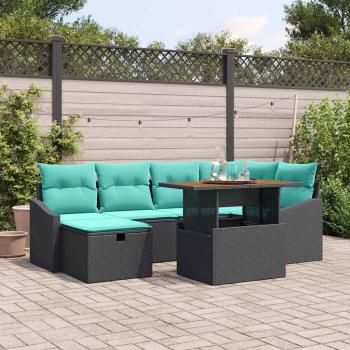 ARDEBO.de - Gartensofa-set 7 stk. Schwarz Poly-Rattan