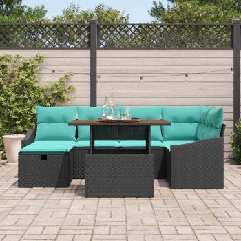 Gartensofa-set 7 stk. Schwarz Poly-Rattan