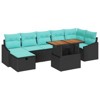 Gartensofa-set 8 stk. Schwarz Poly-Rattan
