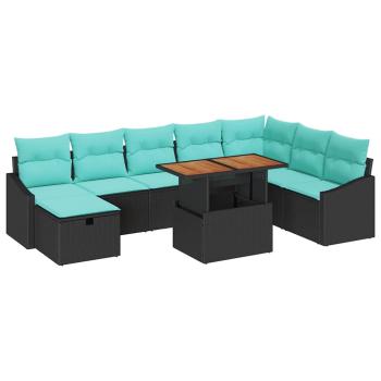 Gartensofa-set 9 stk. Schwarz Poly-Rattan