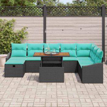 Gartensofa-set 9 stk. Schwarz Poly-Rattan