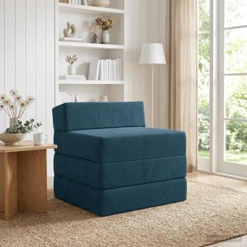 ARDEBO.de - Klappsofa Bett Blau 200 x 70 x 15 cm Samt