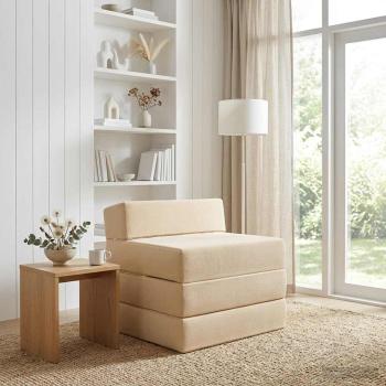 ARDEBO.de - Klappsofa Bett 2-Sitzer Creme 70 x 60 x 63 cm Cordstoff
