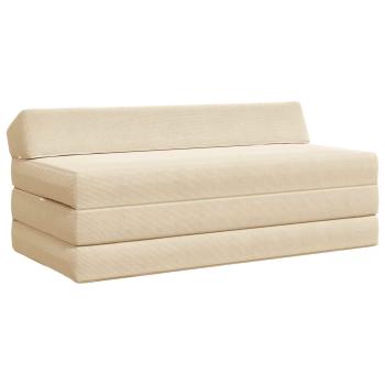 ARDEBO.de - Klappsofa Bett 2-Sitzer Creme 120 x 60 x 49 cm Stoff