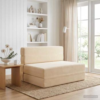ARDEBO.de - Klappsofa Bett Creme 70 x 72 x 60 cm Stoff