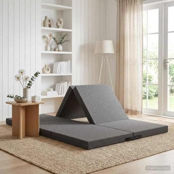 ARDEBO.de - Klappsofa Bett 140 x 67 x 15 cm Hellgrau