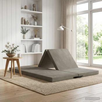 ARDEBO.de - Klappsofa Bett 140 x 67 x 15 cm Hellgrau