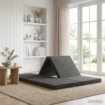 ARDEBO.de - Klappsofa Bett 140 x 67 x 15 cm Dunkelgrau