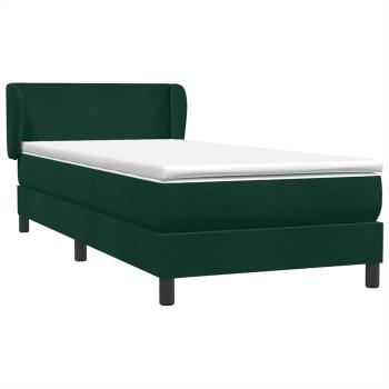 Boxspringbett mit Matratze Dunkelgrün 80x220 cm Samt