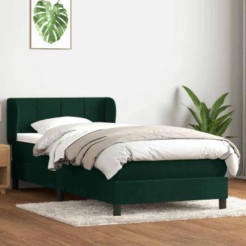 ARDEBO.de - Boxspringbett mit Matratze Dunkelgrün 80x220 cm Samt