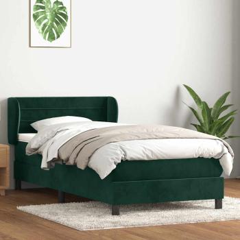 ARDEBO.de - Boxspringbett mit Matratze Dunkelgrün 80x220 cm Samt