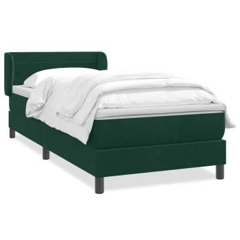 Boxspringbett mit Matratze Dunkelgrün 80x220 cm Samt