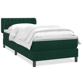 Boxspringbett mit Matratze Dunkelgrün 80x220 cm Samt