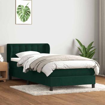ARDEBO.de - Boxspringbett mit Matratze Dunkelgrün 80x220 cm Samt