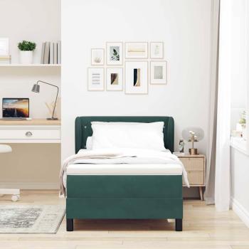 Boxspringbett mit Kopfteil Dunkelgrün 90 x 190 cm Samt