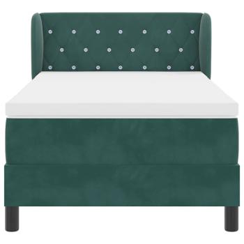 Boxspringbett mit Kopfteil Dunkelgrün 100 x 200 cm Samt