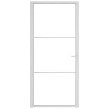 Innentür 93x201,5 cm Weiß ESG-Glas und Aluminium