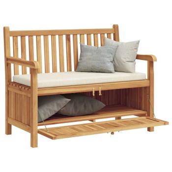 Gartenbank mit Speicher 114 x 60 x 90 cm Massivholz Teak