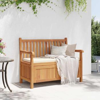 Gartenbank mit Speicher 114 x 60 x 90 cm Massivholz Teak