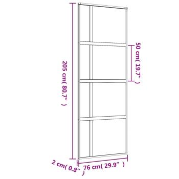 Schiebetür Golden 76x205 cm Matt ESG-Glas und Aluminium