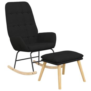 Schaukelstuhl mit Fußhocker Schwarz Stoff