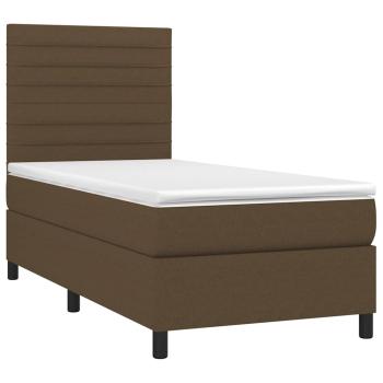 Boxspringbett mit Matratze & LED Dunkelbraun 100x200 cm Stoff