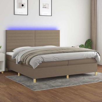 ARDEBO.de - Boxspringbett mit Matratze & LED Taupe 200x200 cm Stoff