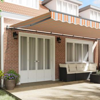 Ausziehbare Markise Mehrfarbig 600 x 300 cm Stoff und Aluminium