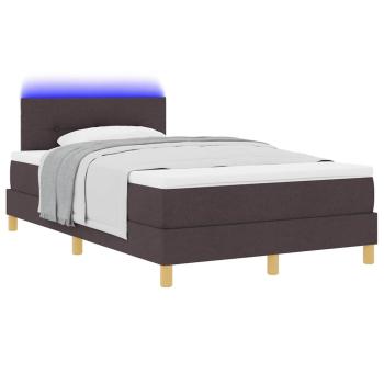 LED Boxspringbett mit Kopfteil Dunkelbraun 120 x 200 cm Stoff