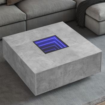 ARDEBO.de - Couchtisch mit Infinity-LED Betongrau 100x100x40 cm