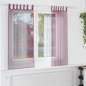ARDEBO.de - Voile Vorhänge mit Schlaufen 2 Stk. Lila 140x140 cm