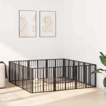 Hundetor 12 stk. Schwarz 60 x 60 cm Verzinkter Stahl