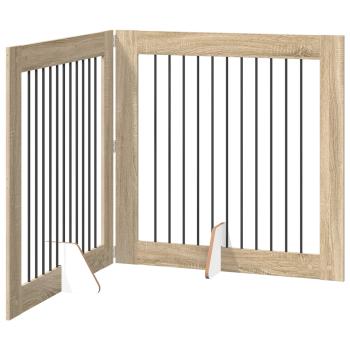 Klappbares Hundetor mit Ständern 2 stk. Sonoma-Eiche 200,5 cm