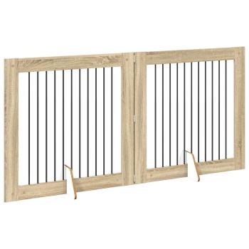 Klappbares Hundetor mit Ständern 2 stk. Sonoma-Eiche 200,5 cm