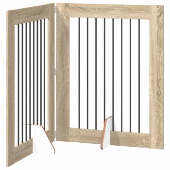 Klappbares Hundetor mit Ständern 2 stk. Sonoma-Eiche 160,5 cm