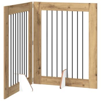 Klappbares Hundetor mit Ständern 2 stk. Artisan-Eiche 160,5 cm