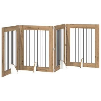 Klappbares Hundetor mit Ständern 4 stk. Artisan-Eiche 321 cm