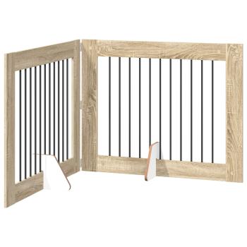 Klappbares Hundetor mit Ständern 2 stk. Sonoma-Eiche 200,5 cm