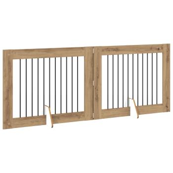 Klappbares Hundetor mit Ständern 2 stk. Artisan-Eiche 200,5 cm