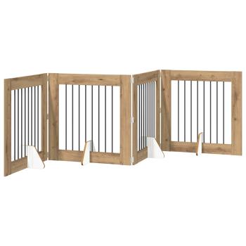 Klappbares Hundetor mit Ständern 4 stk. Artisan-Eiche 321 cm
