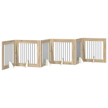 Klappbares Hundetor mit Ständern 6 stk. Sonoma-Eiche 482 cm