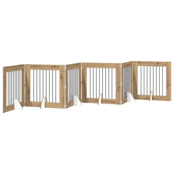 Klappbares Hundetor mit Ständern 6 stk. Artisan-Eiche 482 cm