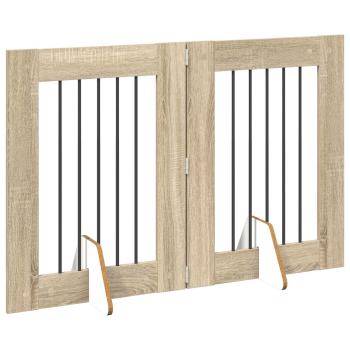 Klappbares Hundetor mit Ständern 2 stk. Sonoma-Eiche 120,5 cm