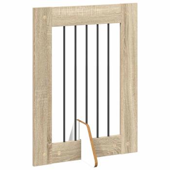 Klappbares Hundetor mit Ständern 2 stk. Sonoma-Eiche 120,5 cm