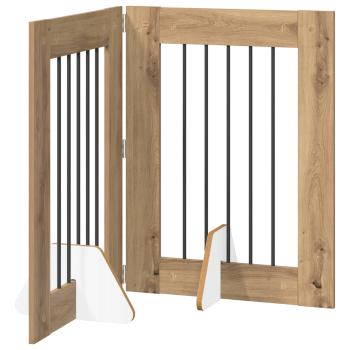 Klappbares Hundetor mit Ständern 2 stk. Artisan-Eiche 120,5 cm