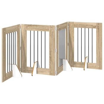Klappbares Hundetor mit Ständern 4 stk. Sonoma-Eiche 241 cm